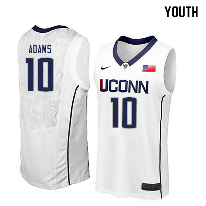 Youth #10 Brendan Adams Uconn Huskies College Basketball Jerseys Sale-White - Click Image to Close